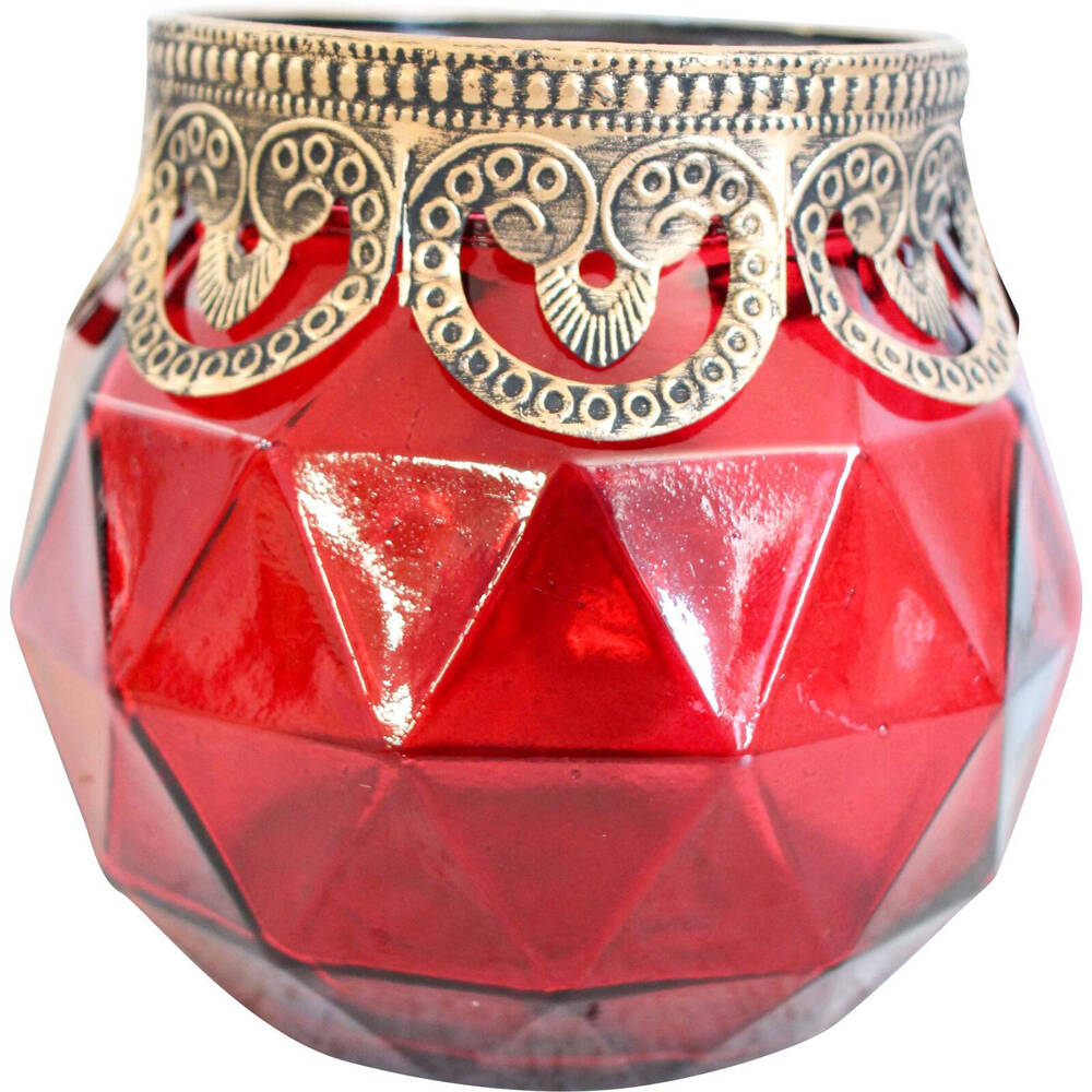 2PK LVD Votive Candle Holder Hexa Display 12.5x11cm - Ruby