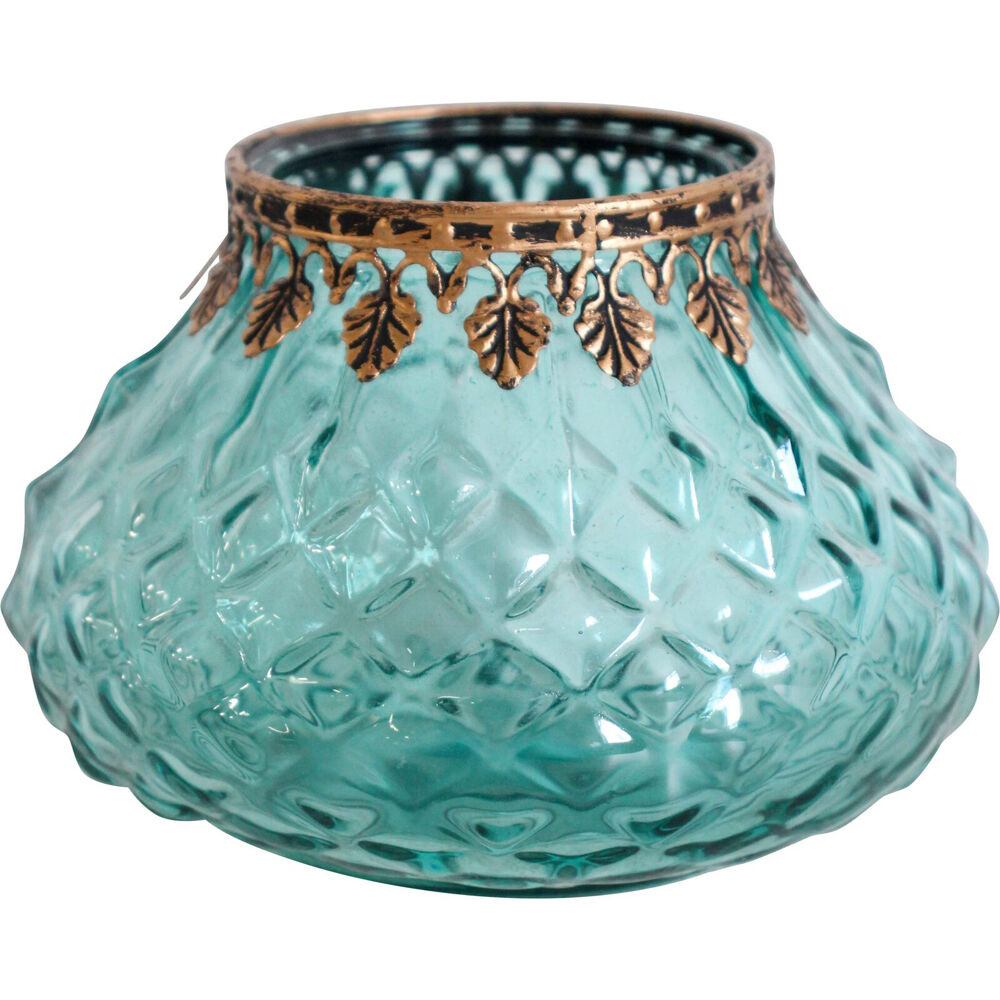 2PK LVD Glass Votive Candle Holder Home Decor 13cm Moroc Shimmer