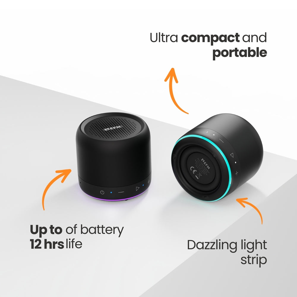 EFM Cloudbreak LED Wireless Mini Bluetooth Speaker - Black