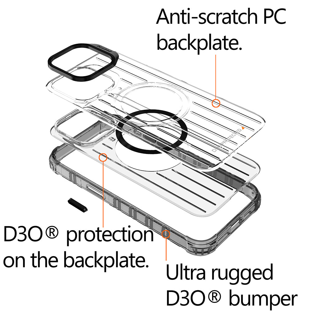 EFM Dakar Case Armour w/ D3O BIO For Apple iPhone 15 Pro - Black/Clear