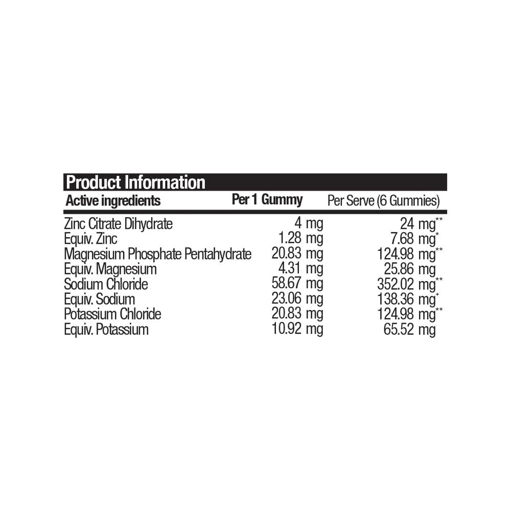 18PK BSc Electrolyte Gummies 6pc Sachet Supports Muscle Function Red Berry