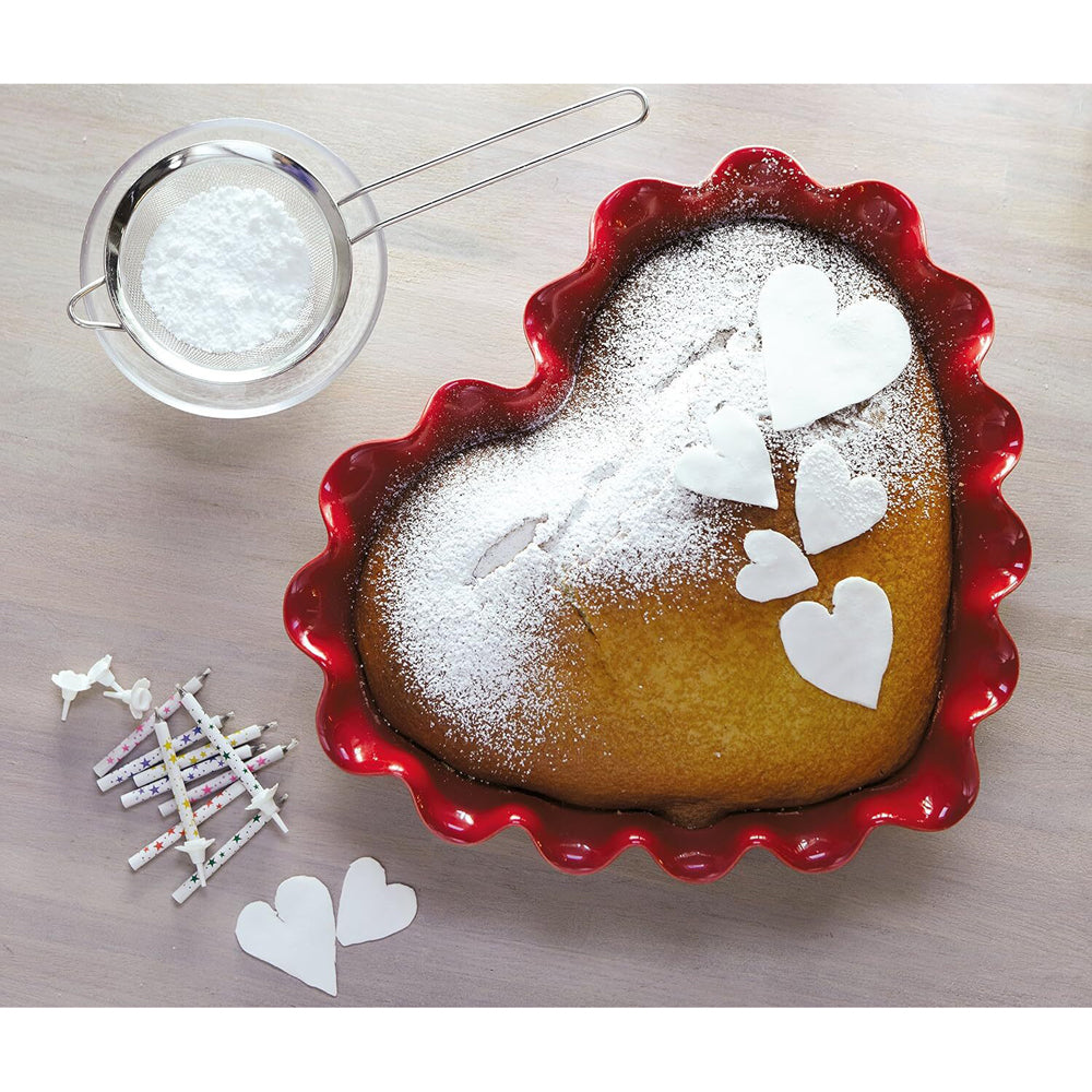 Emile Henry 33cm Ceramic Ruffled Heart Dish Clay White