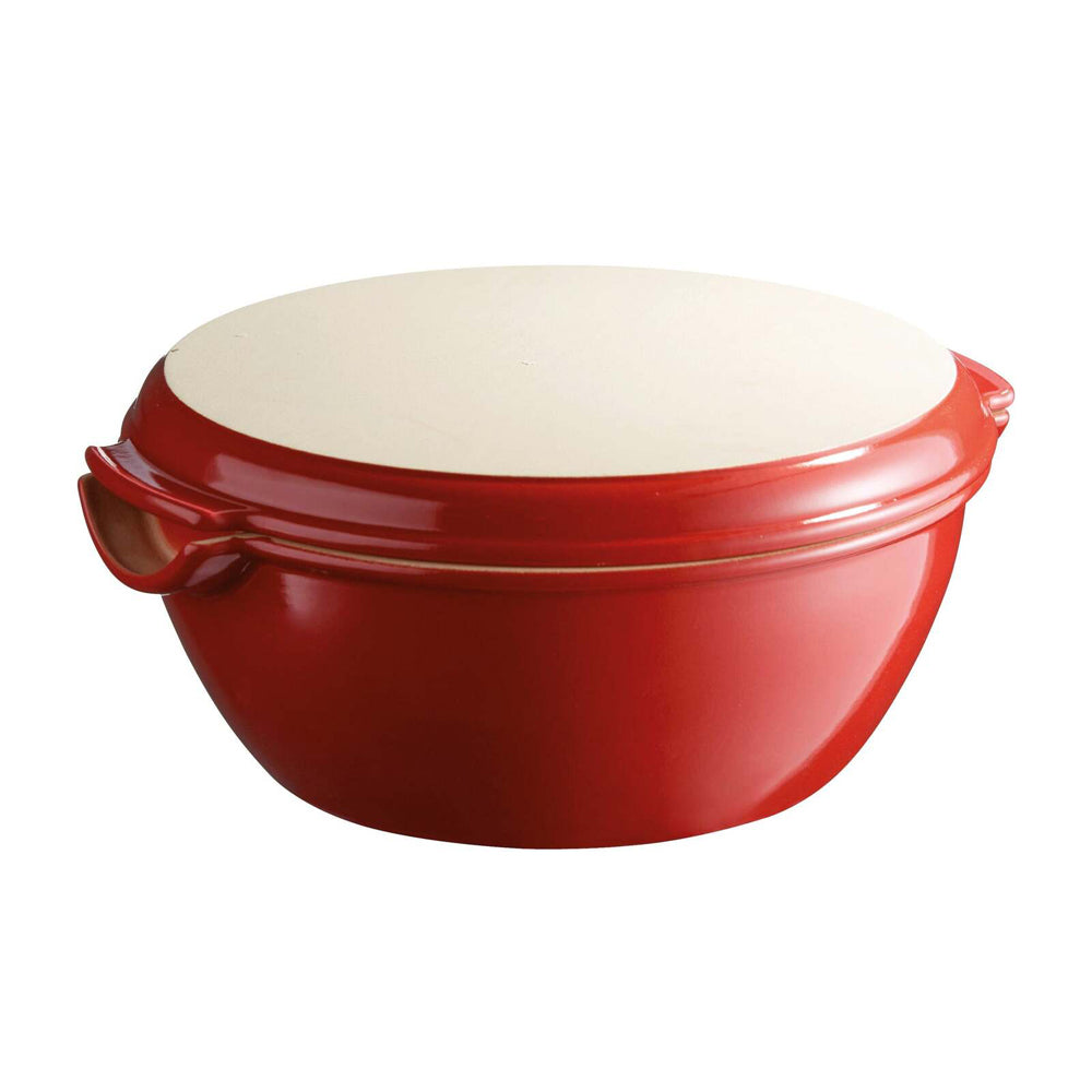 Emile Henry 32.5cm Ceramic Round Bread Baker Dish w/ Lid - Burgundy