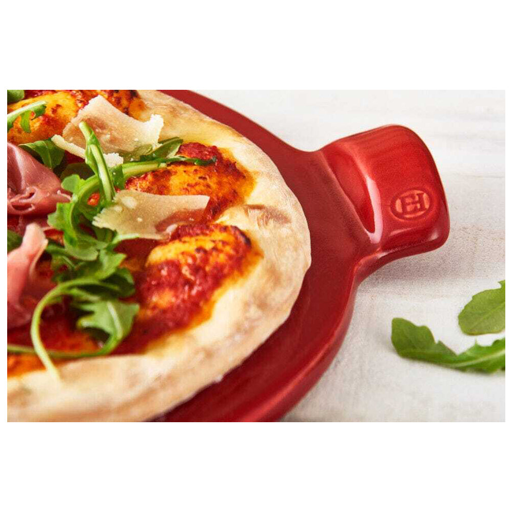 Emile Henry 35.5cm Ceramic Smooth Pizza Stone Baking Tray - Burgundy