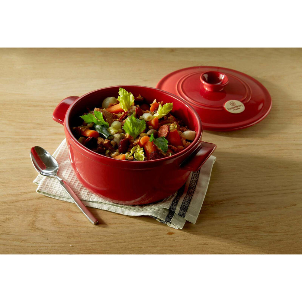 Emile Henry 2.6L/22cm Ceramic Round Stewpot w/ Lid Charcoal