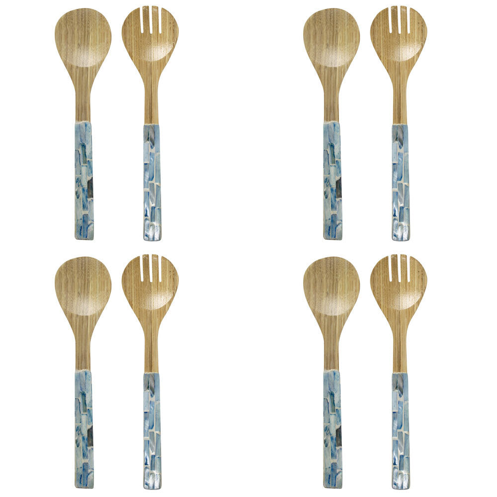 4PK 2pc LVD Bamboo Servers Utensils 33x8cm - Soft Blue