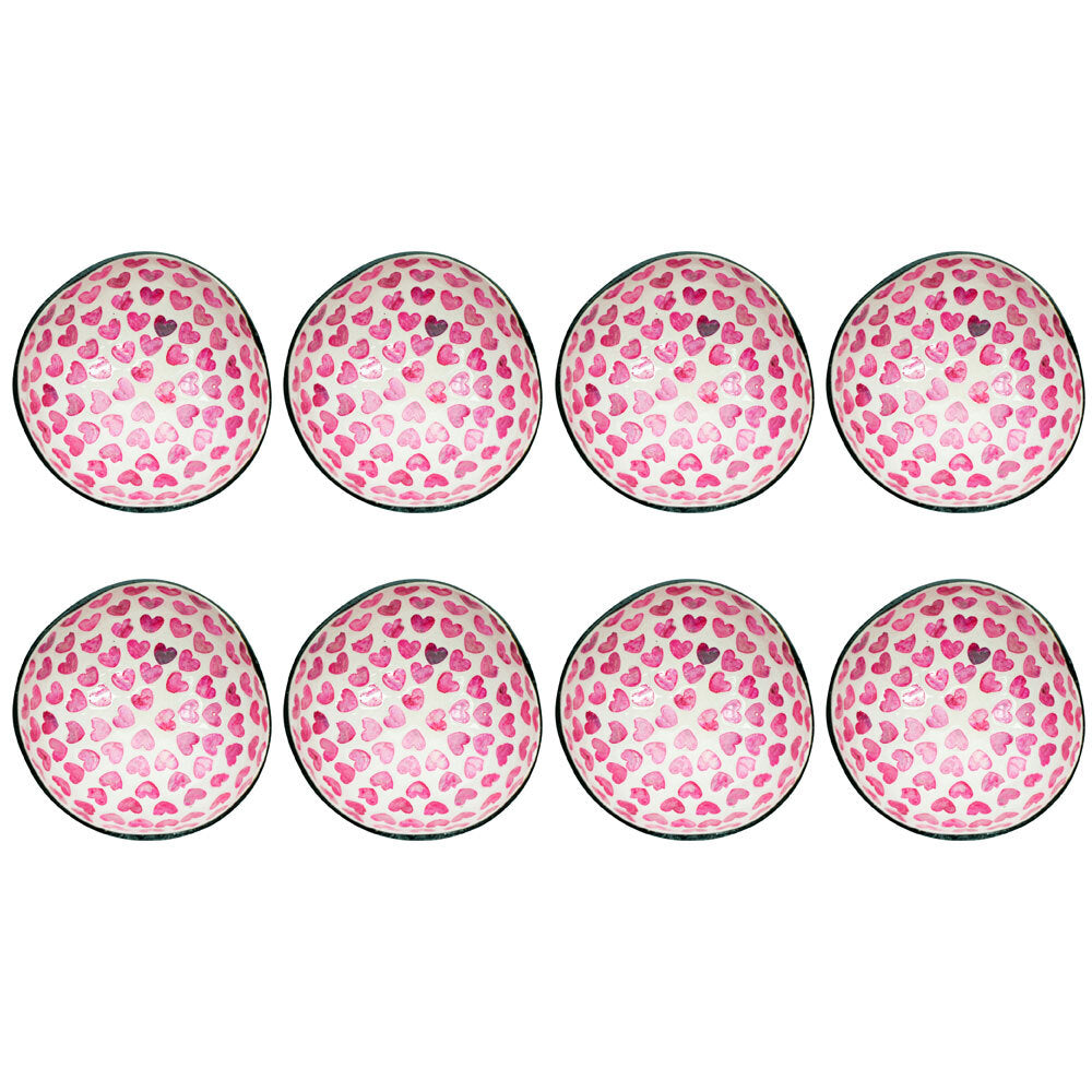 8PK LVD Natural Coconut Round Dish Bowl 13x6cm - Heart