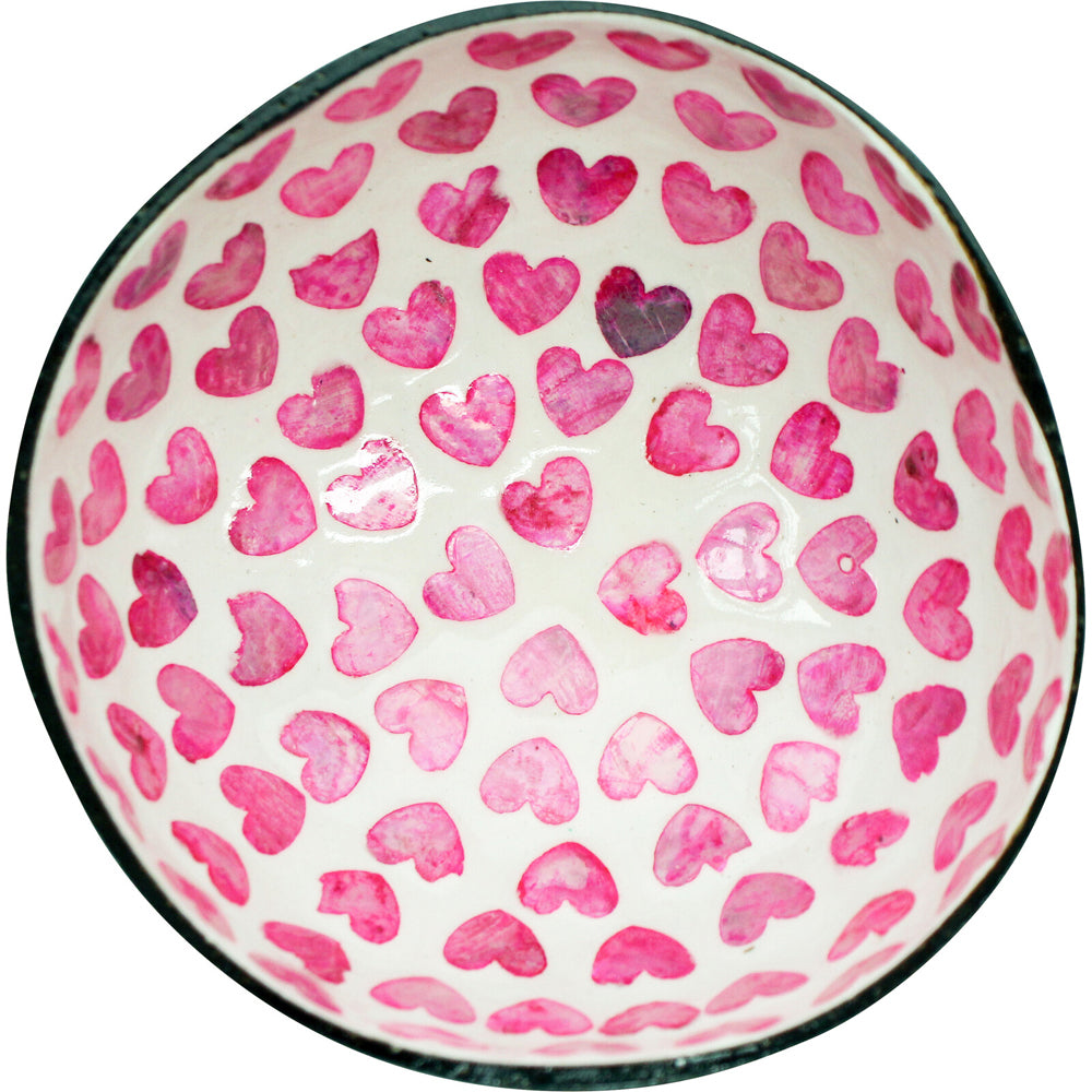 8PK LVD Natural Coconut Round Dish Bowl 13x6cm - Heart