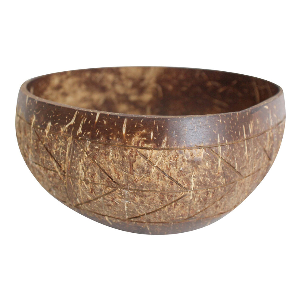 2PK LVD Coconut 13cm Bowl Carved Round Dinnerware - Brown