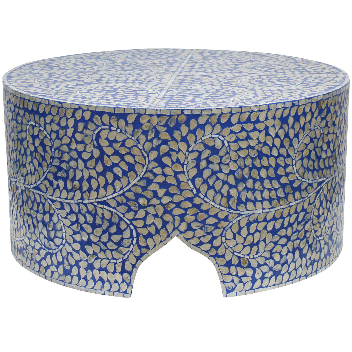 LVD Hamptons Capiz Shell/MDF 80cm Coffee Table Home Furniture Round - Turquoise