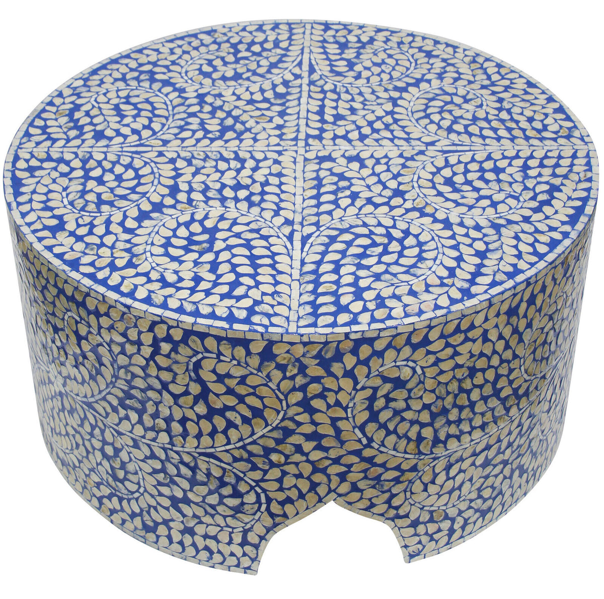 LVD Hamptons Capiz Shell/MDF 80cm Coffee Table Home Furniture Round - Turquoise