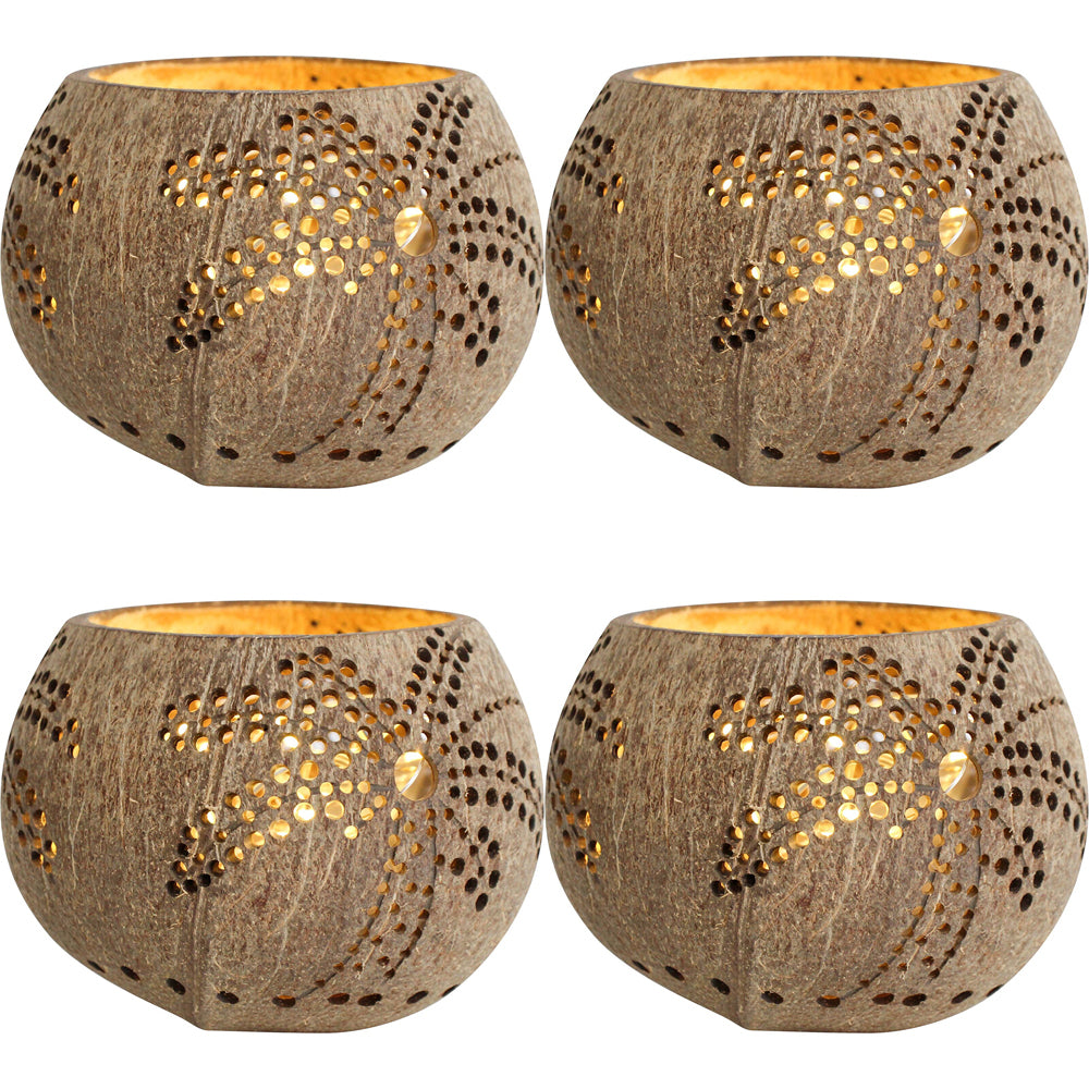4PK LVD Coco Lantern Palm Decorative Display Home Decor Ornament 13x11cm
