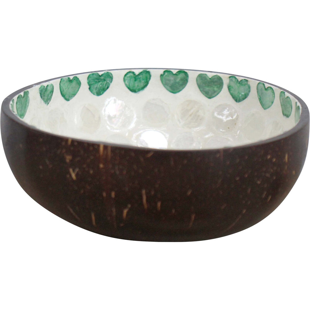 8PK LVD Natural Coconut Round Dish Bowl 13x6cm - Rabbit Green