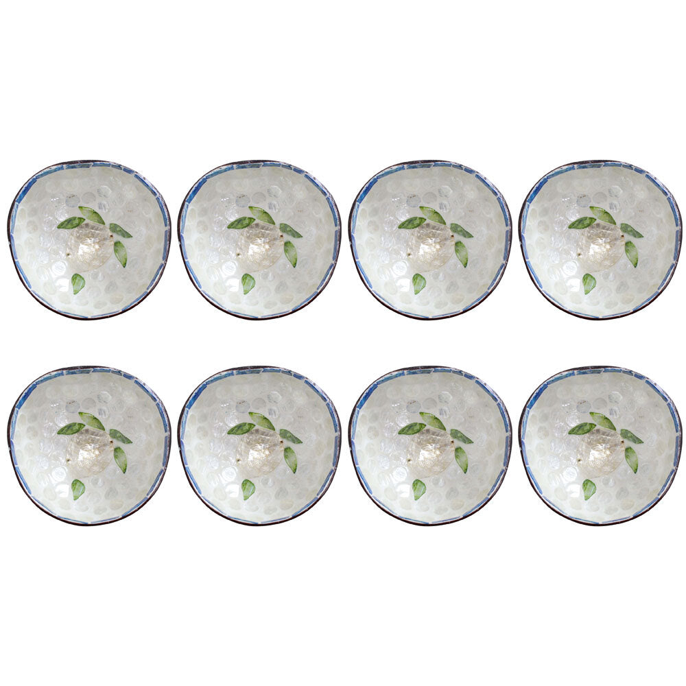 8PK LVD Natural Coconut Round Dish Bowl 13x6cm - Lemon