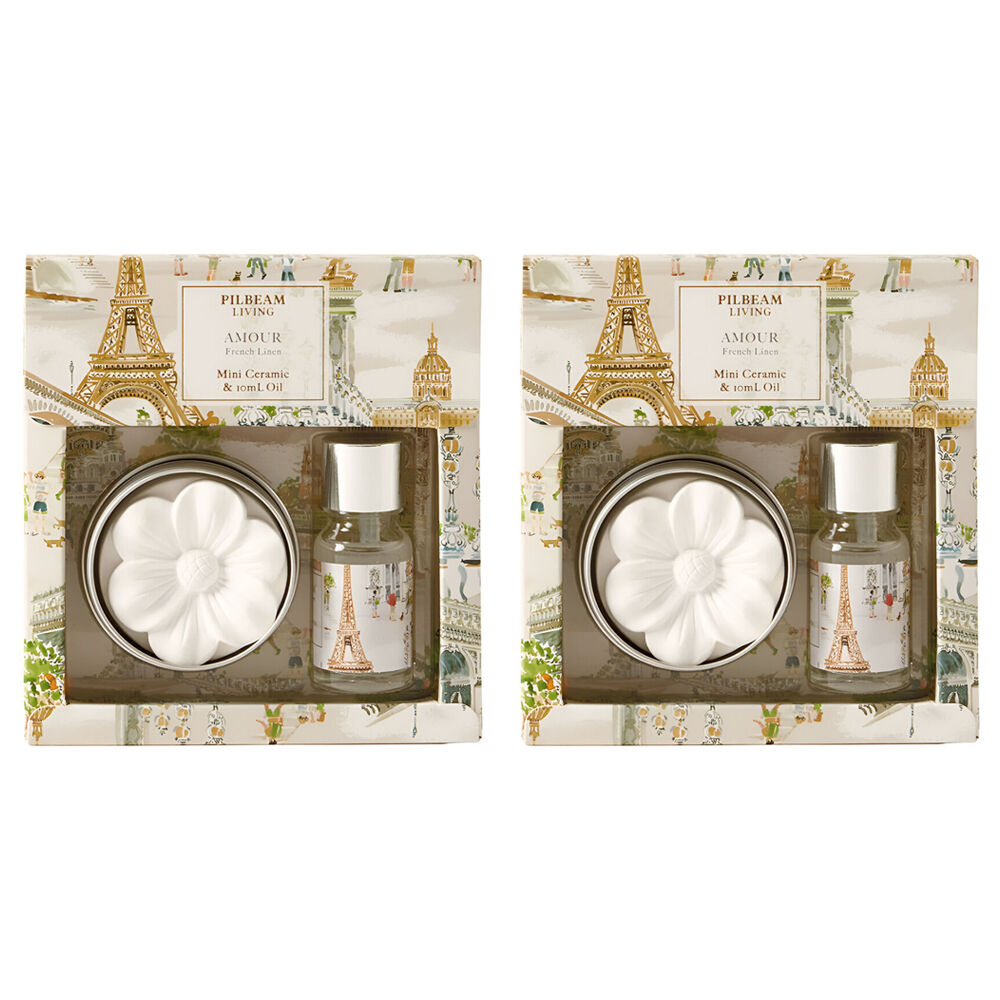 2PK Pilbeam Living Amour Scented Disc French Linen Scent Aroma Fragrance 12cm