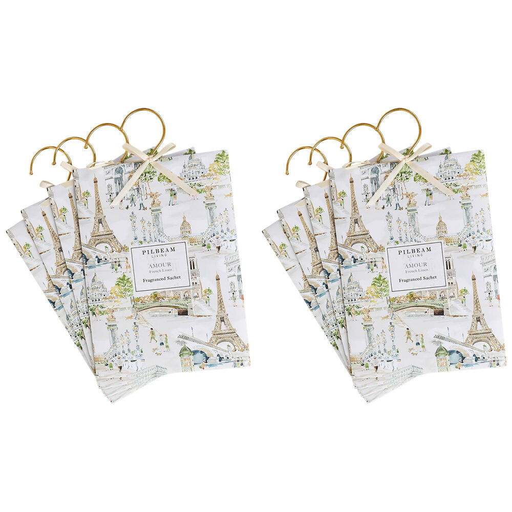 2PK Pilbeam Living Amour Scented Hanging Sachets 4x60g French Linen Fragrance