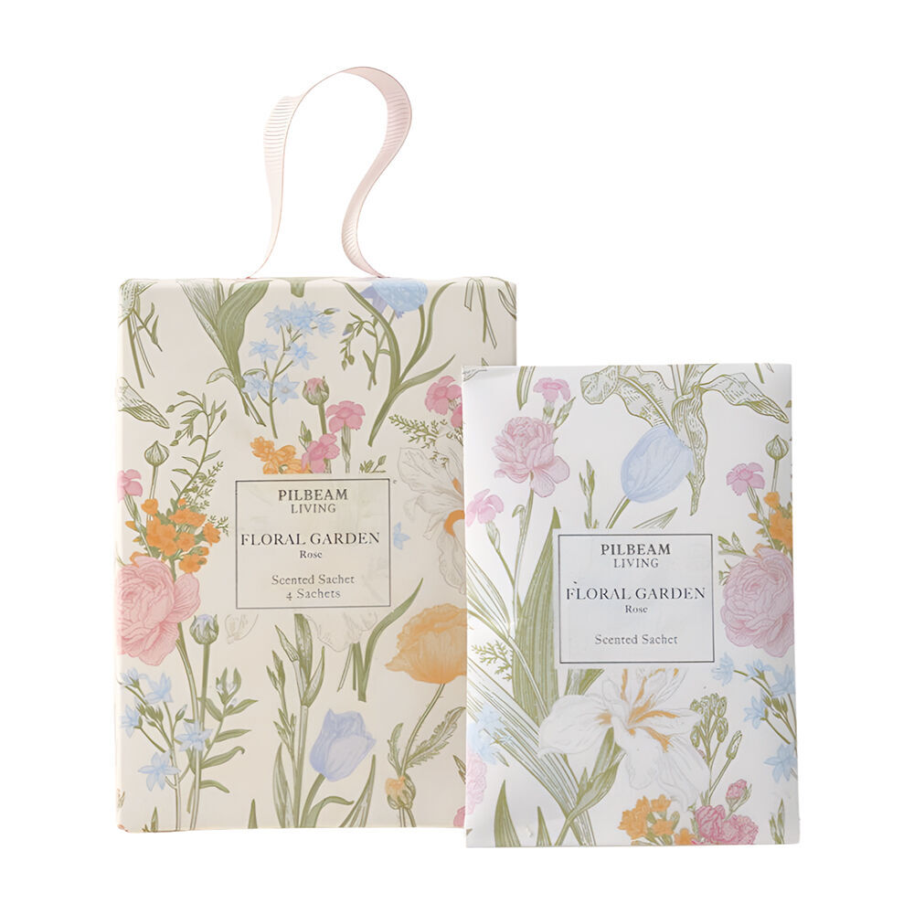 2PK Pilbeam Living Floral Garden Scented Sachet 4x10g Rose Aroma Fragrance 11cm