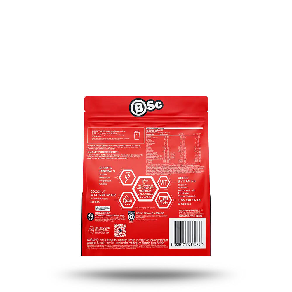 2PK BSc Electrolyte+ Hydration Drink Mix 20 Serves 120g Watermelon Berry