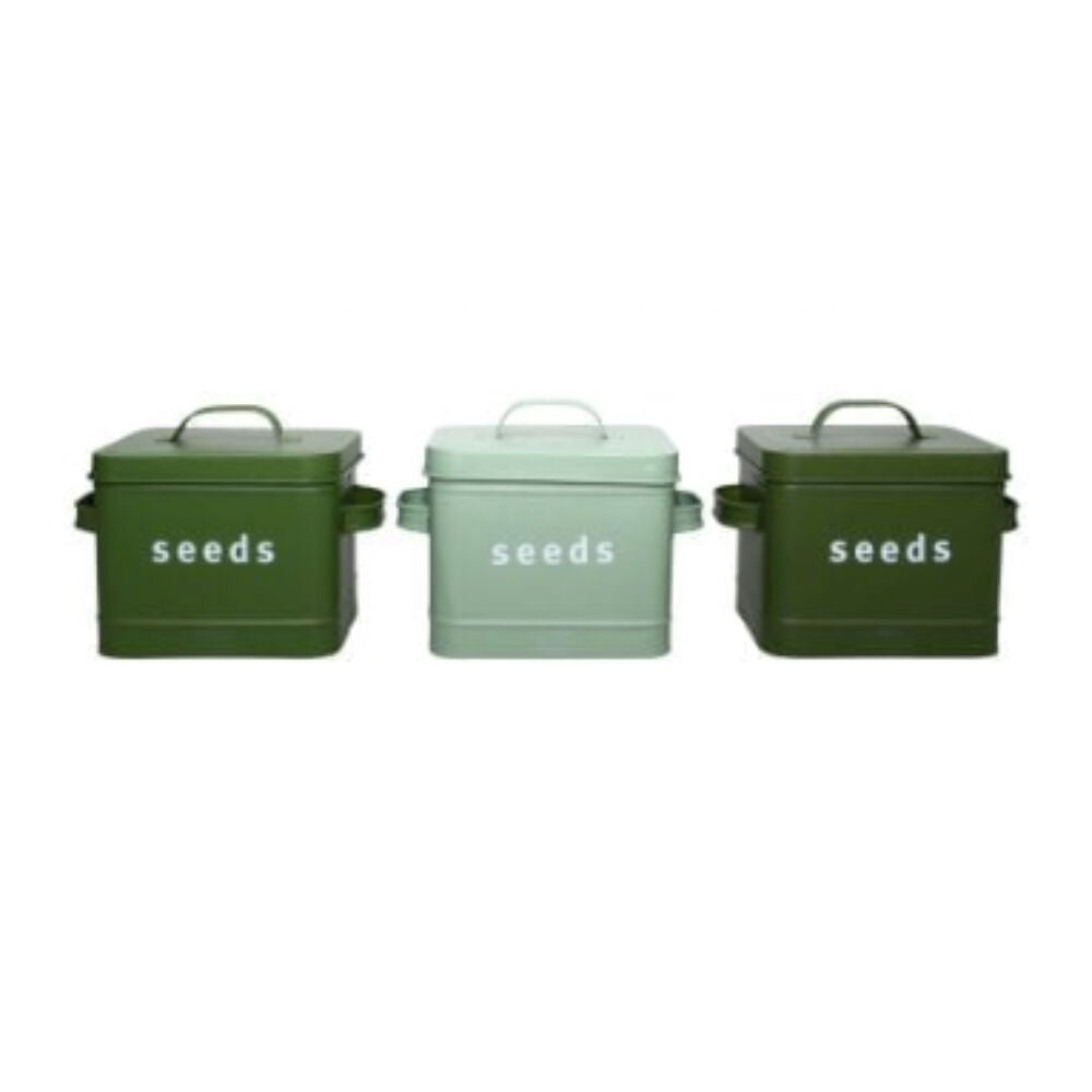 3pc Esschert Design Green Shades Seed Tin Garden Container