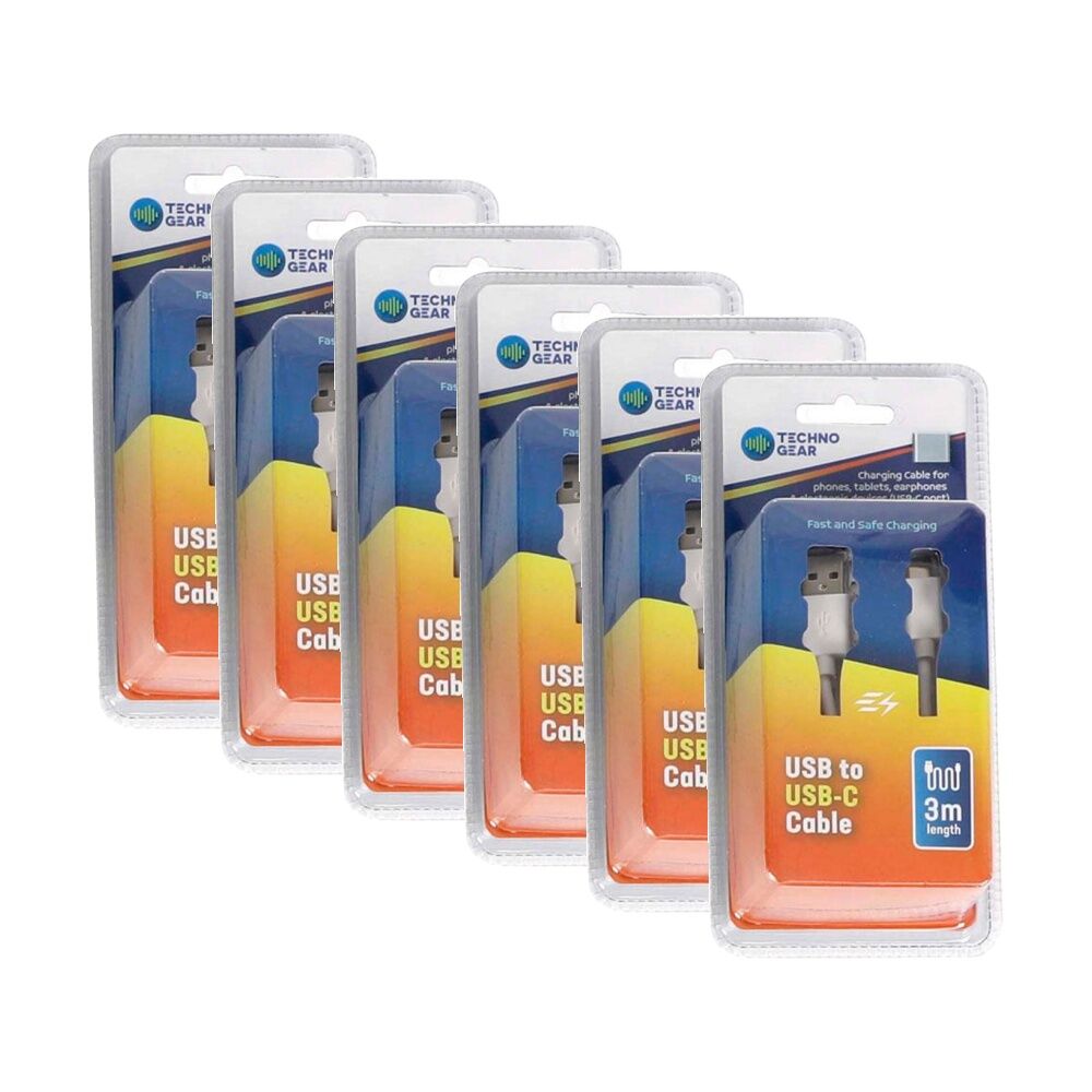 6PK TGear USB-A to USB-C Charging and Data Cable High Speed 3A Quick Charge 3m