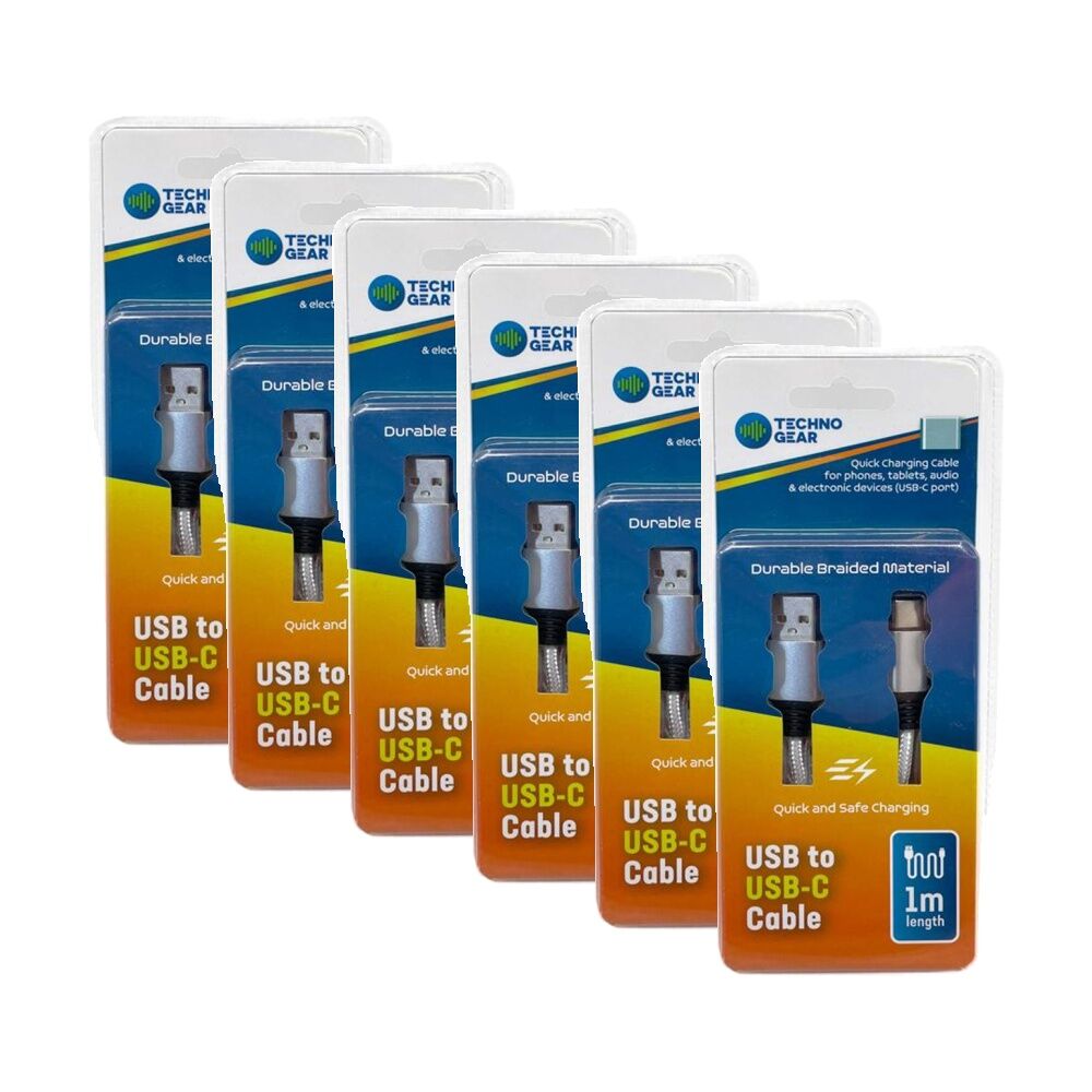 6PK TGear Premium Braided USB-A to USB-C Cable Durable Quick & Safe Charge 1m