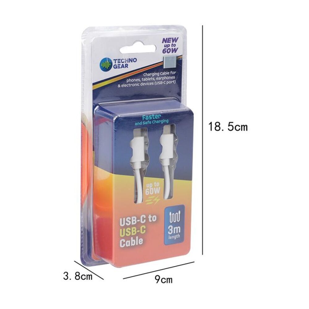 2PK TGear USB-C-to-USB-C Charging and Data Cable High Speed 3A Quick Charge 3m