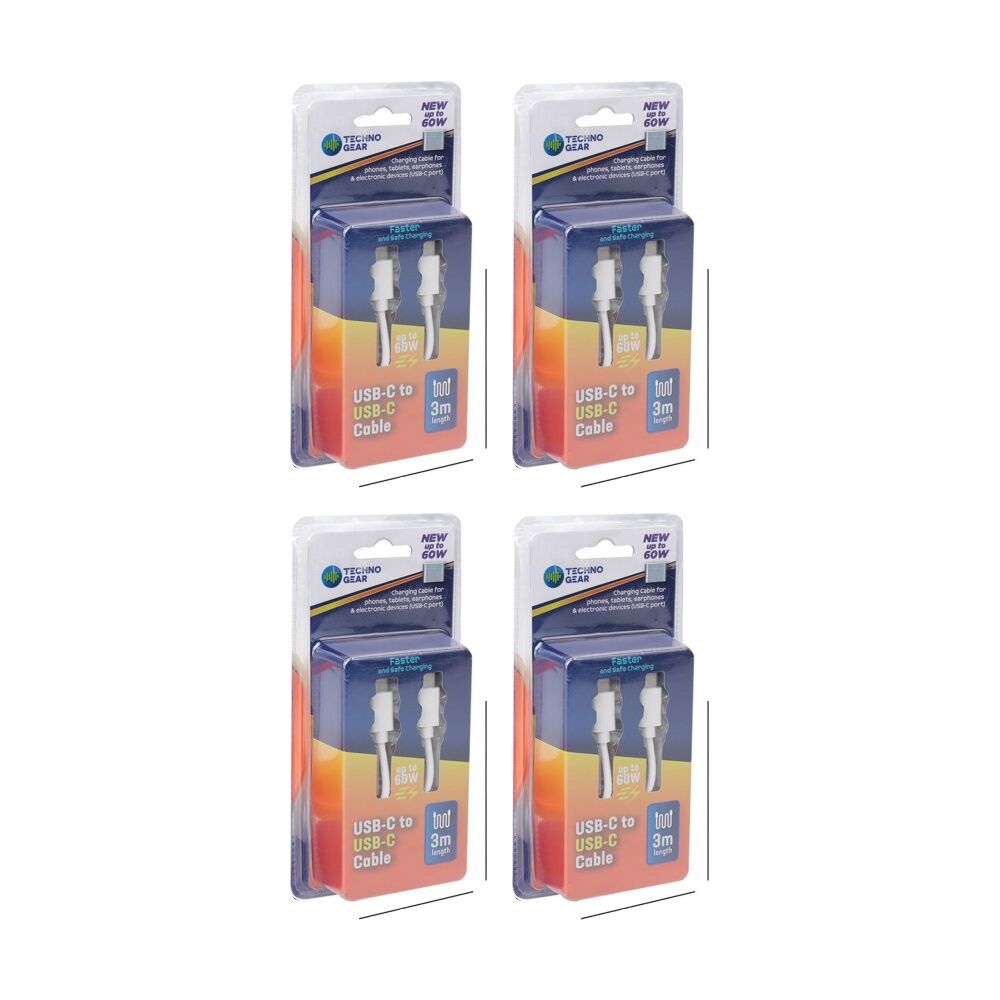 4PK TGear USB-C-to-USB-C Charging and Data Cable High Speed 3A Quick Charge 3m