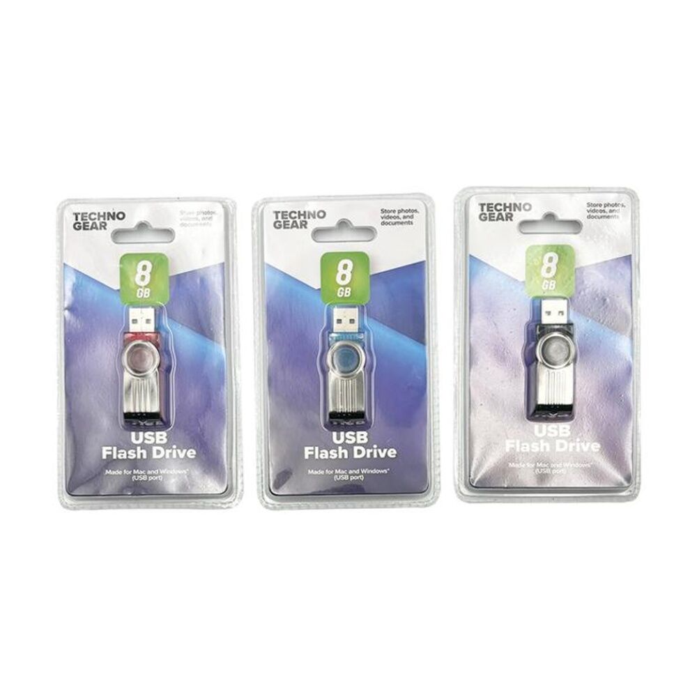 4PK TGear USB-A Flash Drive Mac/Windows Compatable 8GB Capacity Assorted