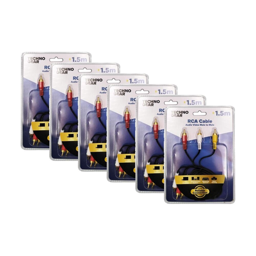 6PK TGear RCA Audio/Video Male-to-Male Cable for TV Retro Game Consoles 1.5m