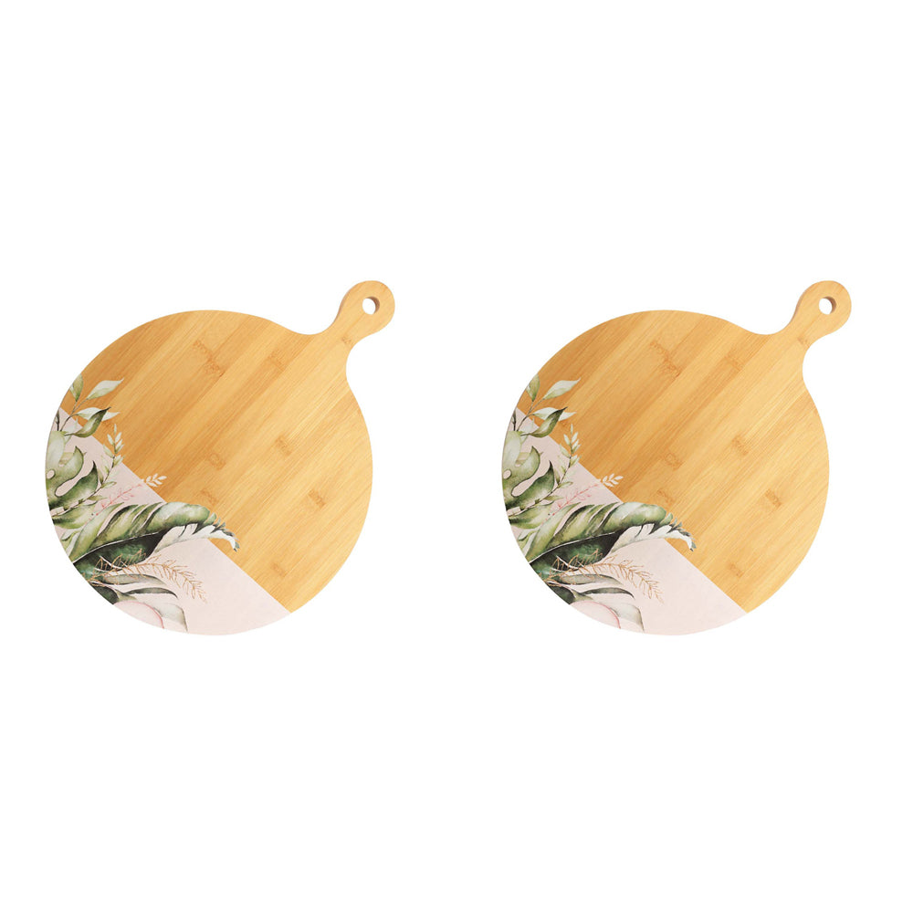 2PK Splosh Greenery 55cm Bamboo Grazing Board Serving Platter Round