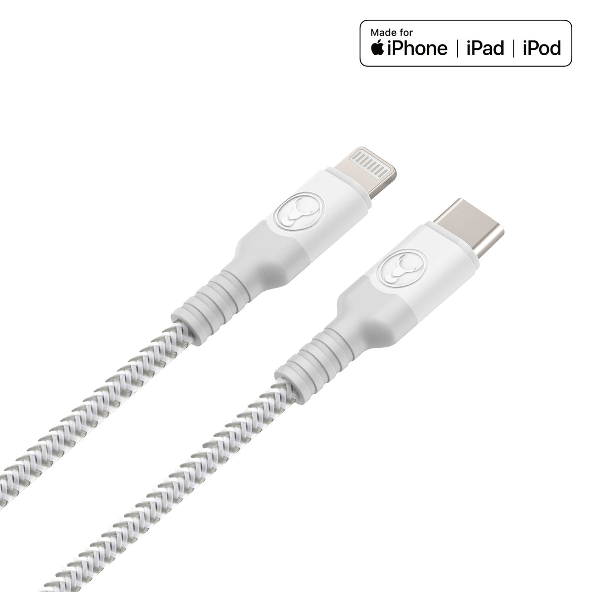 Bonelk Long-Life USB-C to Lightning Cable (1.2 m) (White/Grey)