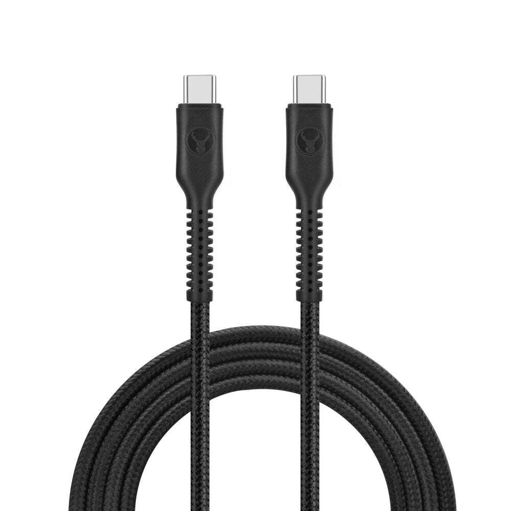 2PK Bonelk Long-Life 1.2m/100W Easy Grip USB-C to Type C Cable - Black