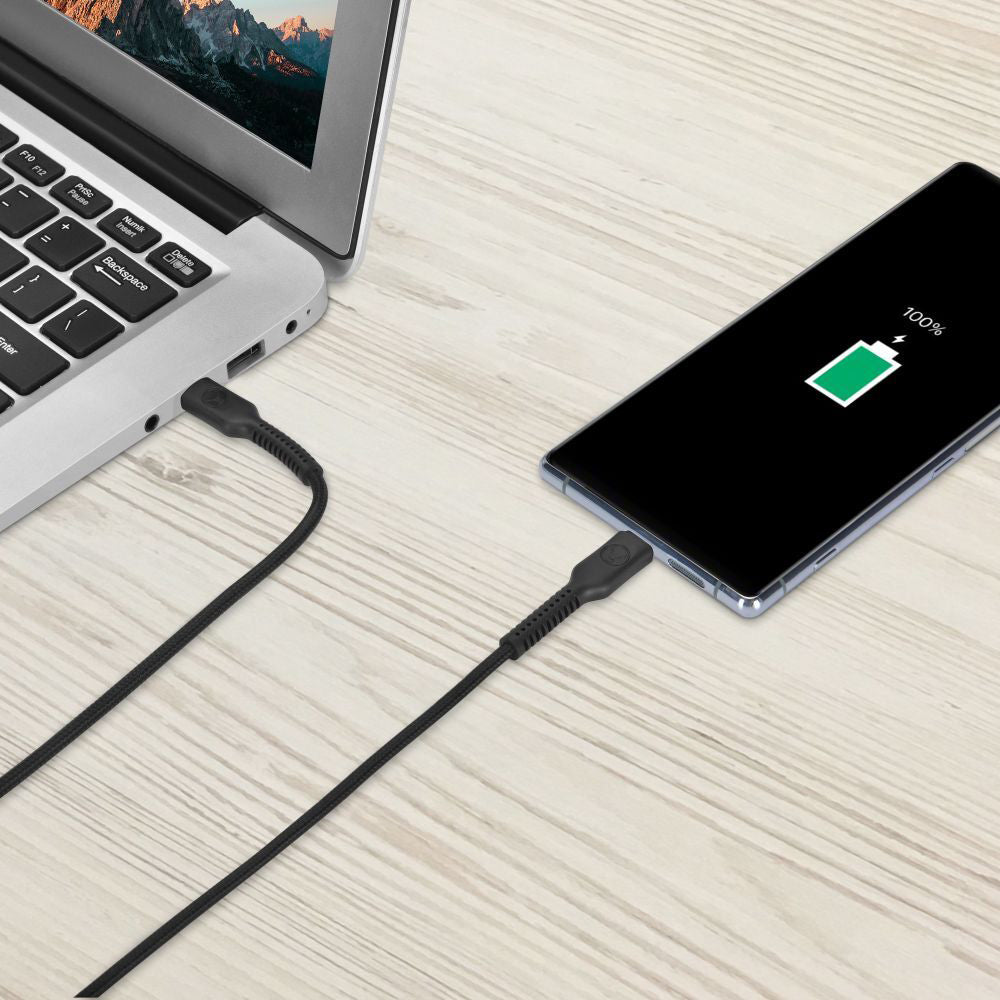 2PK Bonelk Long-Life 1.2m/100W Easy Grip USB-C to Type C Cable - Black