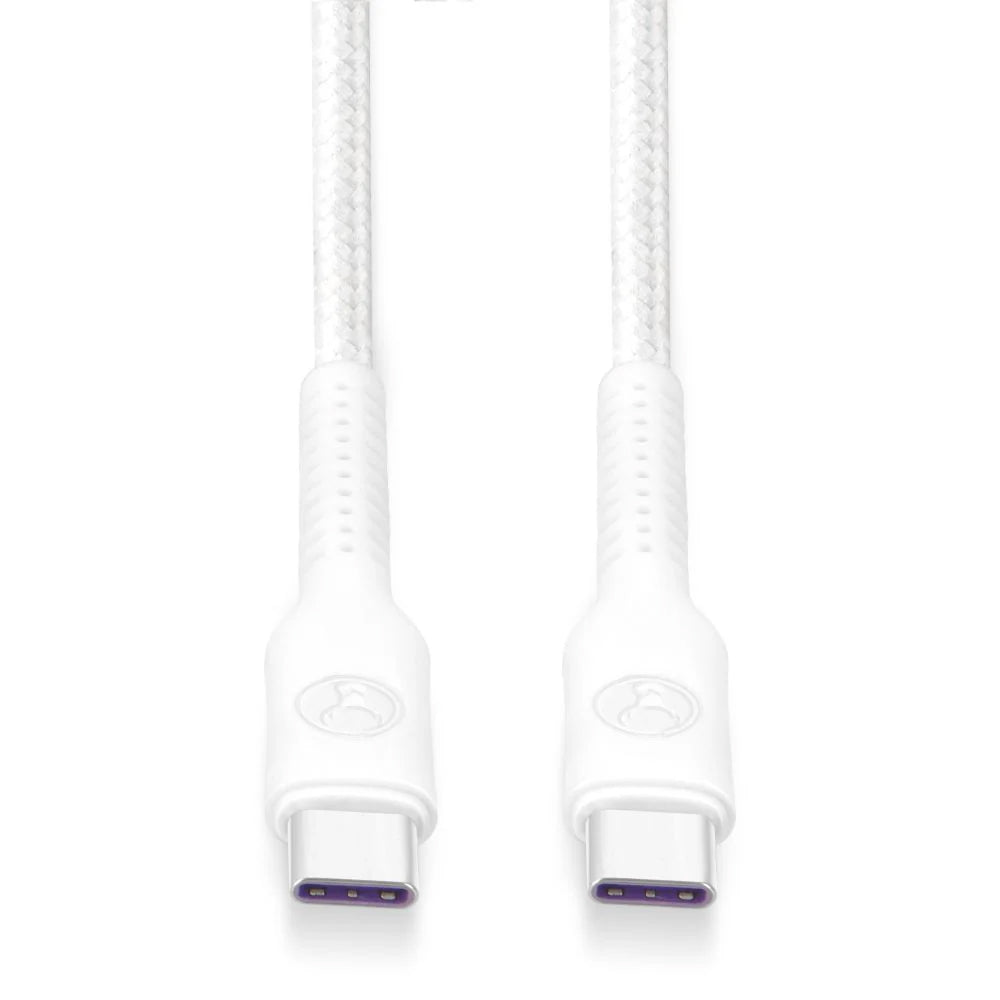 2PK Bonelk Long-Life 1.2m/100W Easy Grip USB-C to Type C Cable - White