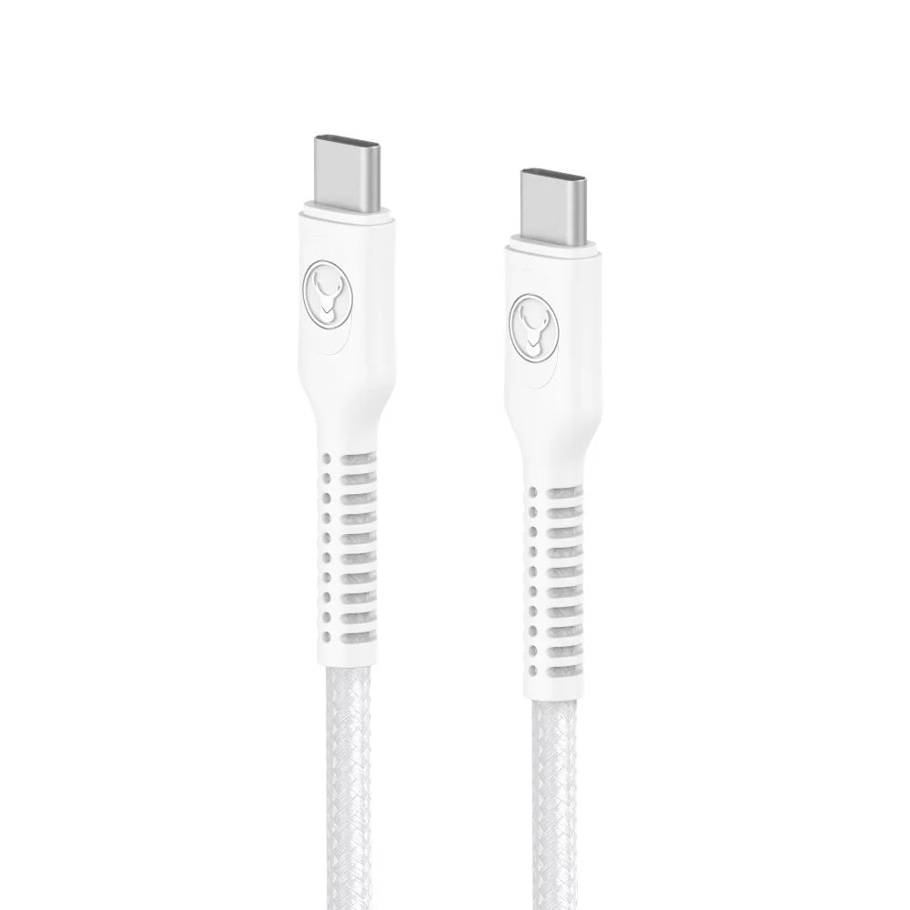 2PK Bonelk Long-Life 1.2m/100W Easy Grip USB-C to Type C Cable - White
