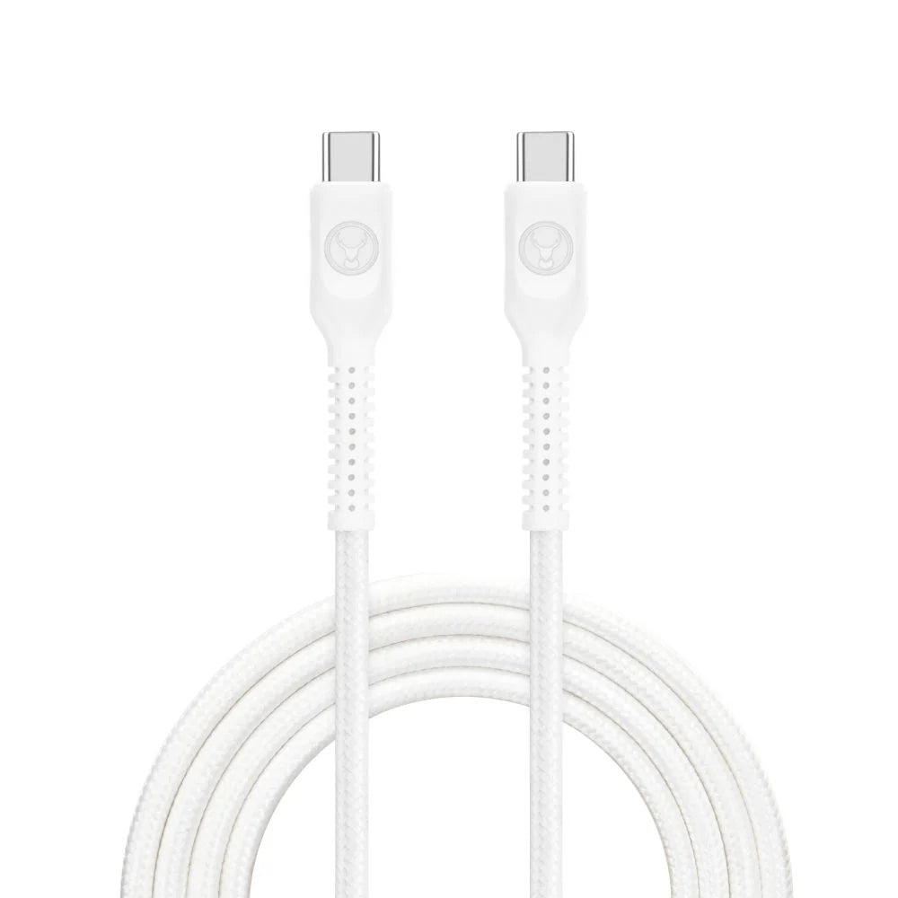 2PK Bonelk Long-Life 1.2m/100W Easy Grip USB-C to Type C Cable - White