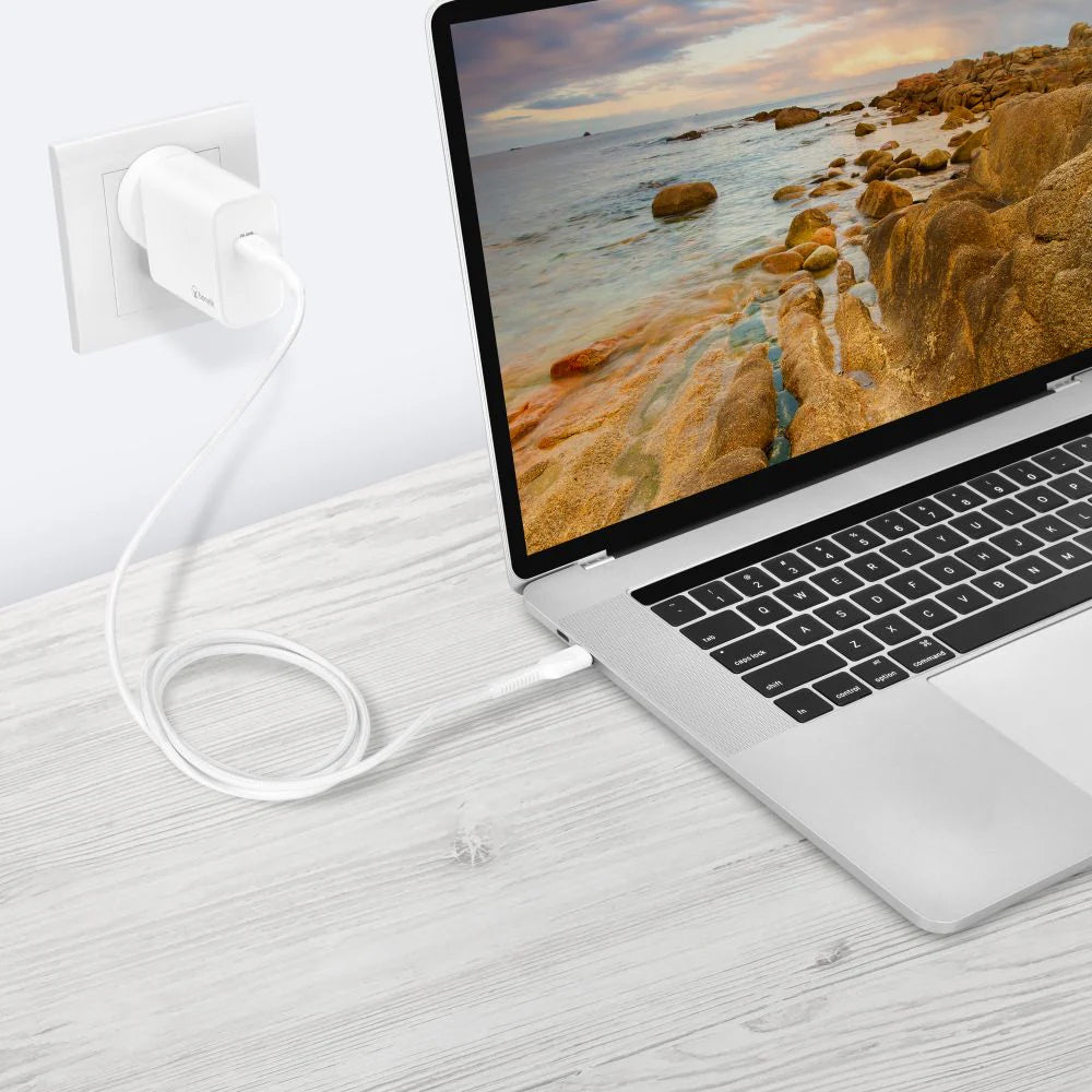 2PK Bonelk Long-Life 1.2m/60W Easy Grip USB-C to Type C Cable - White