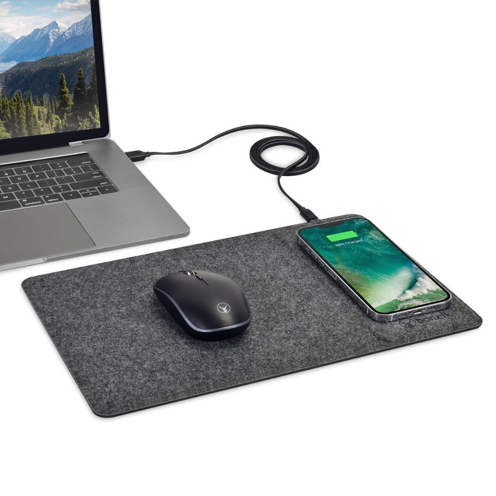 Bonelk Qi Wireless Charge Mouse Mat Pro 35cm For iPhone 15/Samsung S24 Grey
