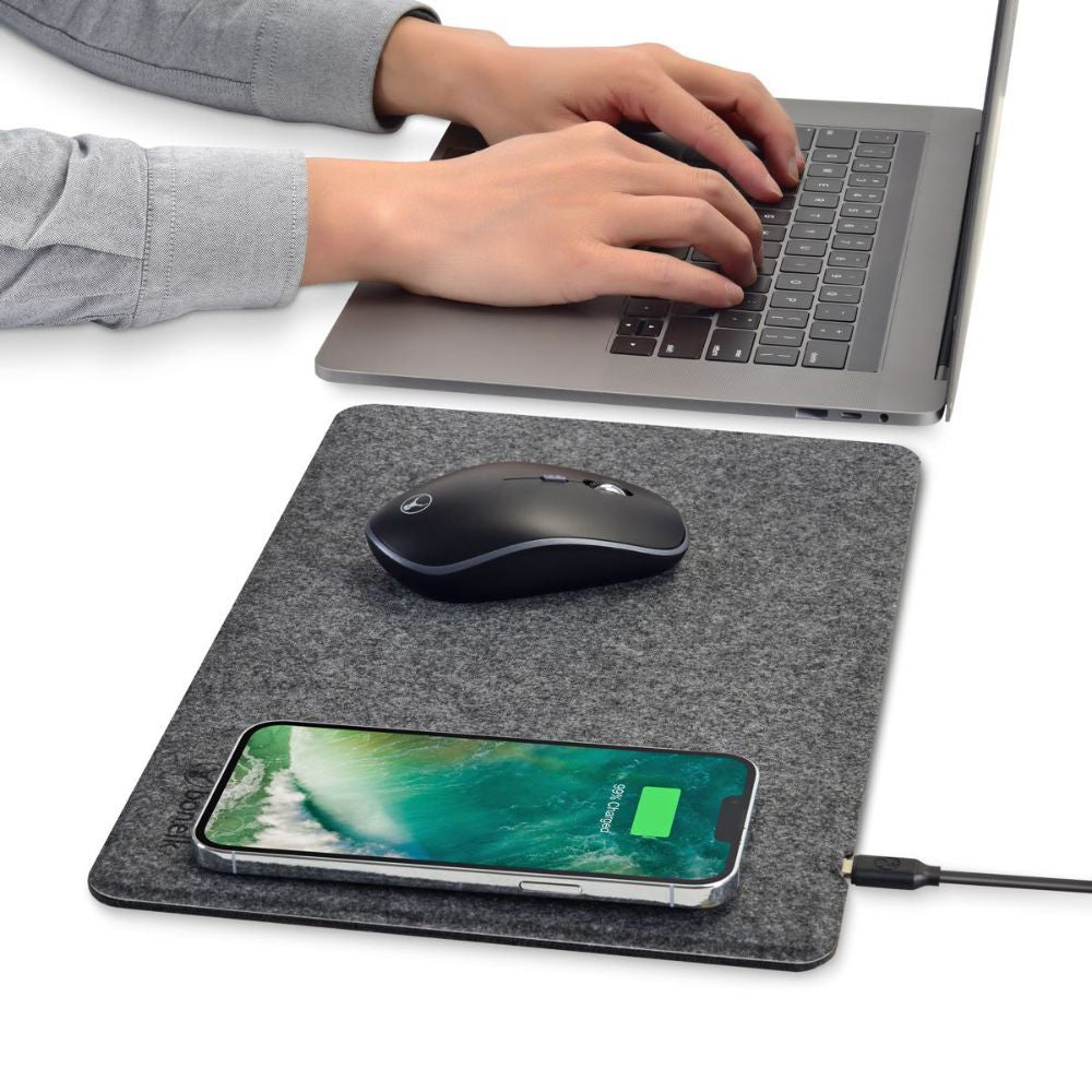Bonelk Qi Wireless Charge Mouse Mat Pro 35cm For iPhone 15/Samsung S24 Grey