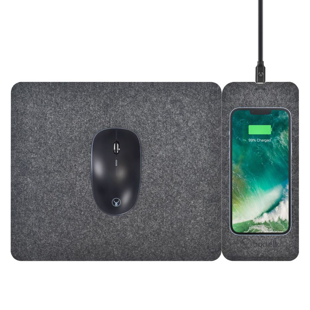 Bonelk Split Qi Wireless Mouse Mat 37cm For iPhone 15/Samsung S24 Grey