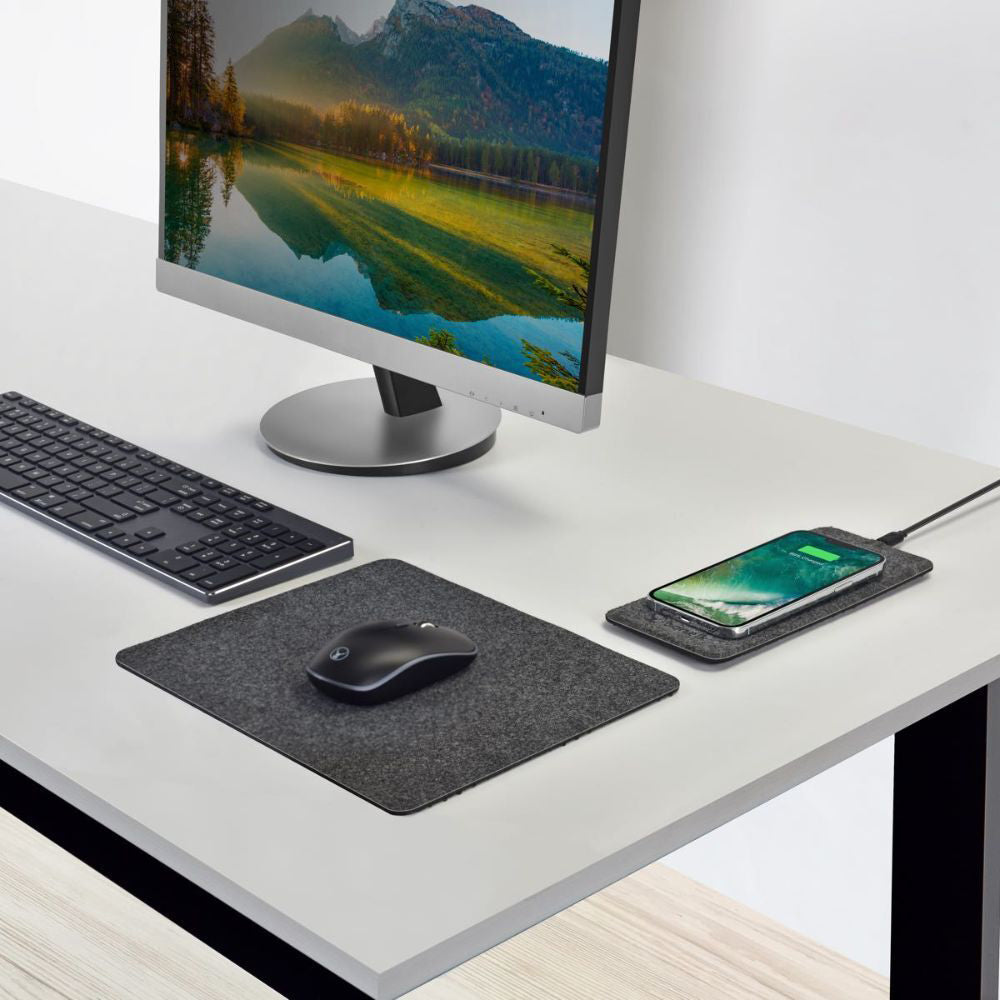 Bonelk Split Qi Wireless Mouse Mat 37cm For iPhone 15/Samsung S24 Grey