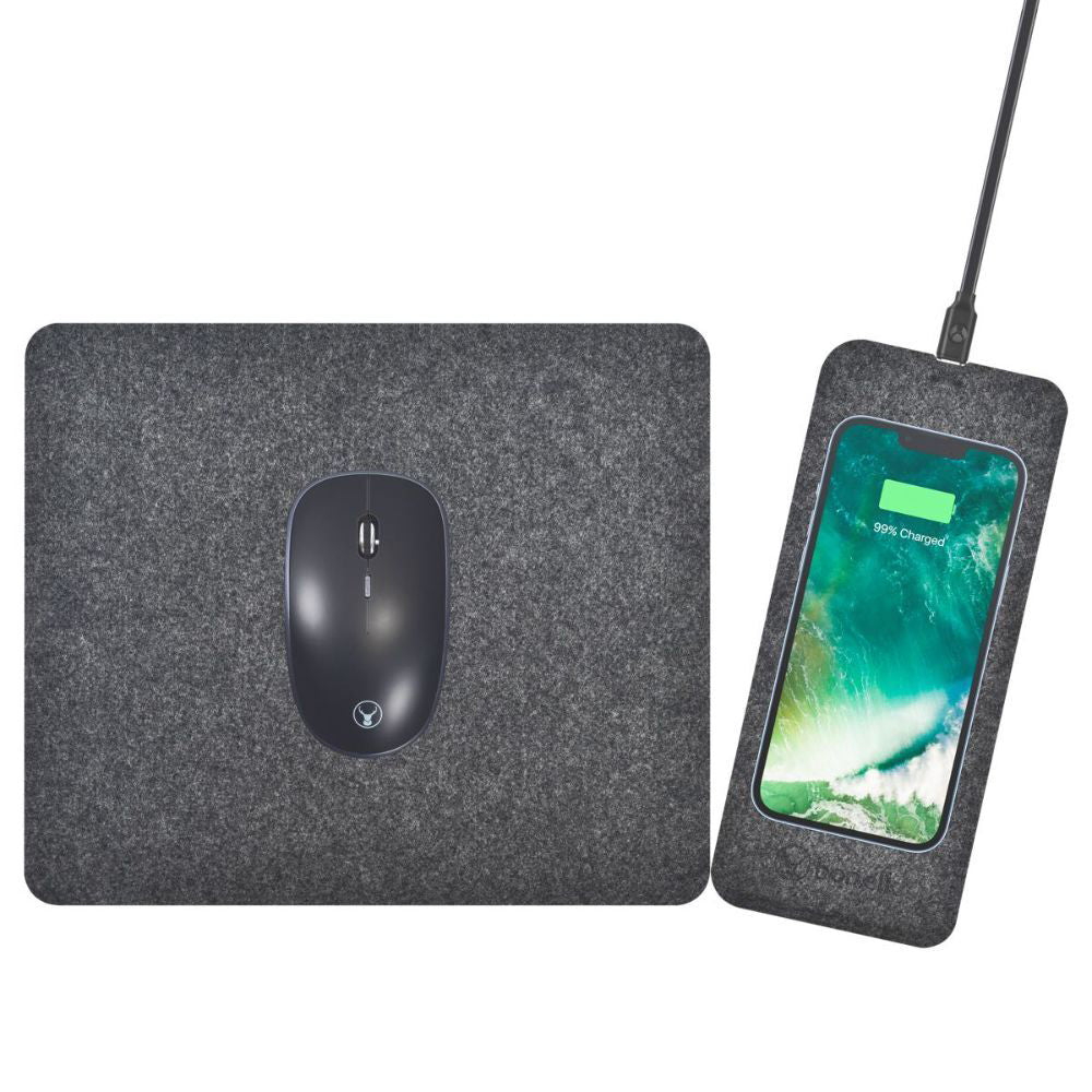 Bonelk Split Qi Wireless Mouse Mat 37cm For iPhone 15/Samsung S24 Grey