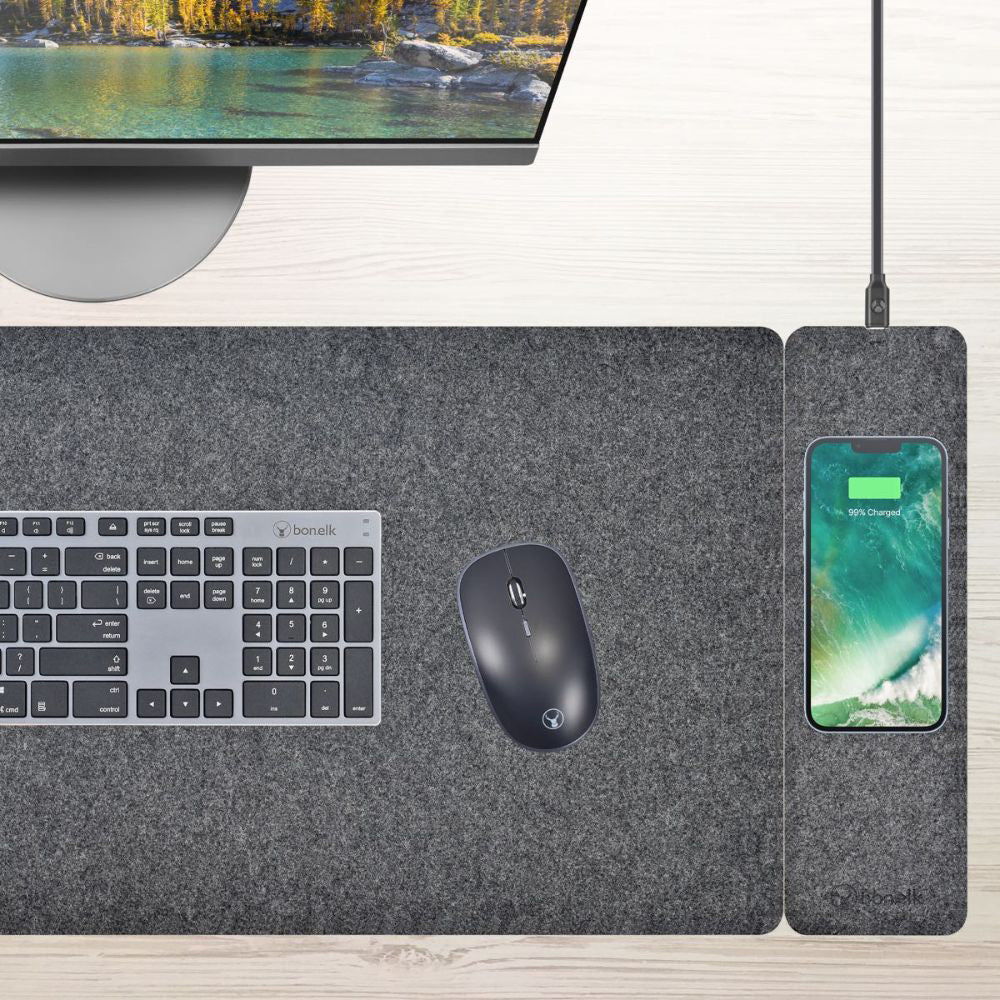 Bonelk Split Qi Wireless Charging Desktop Mouse Mat 82cm - Grey