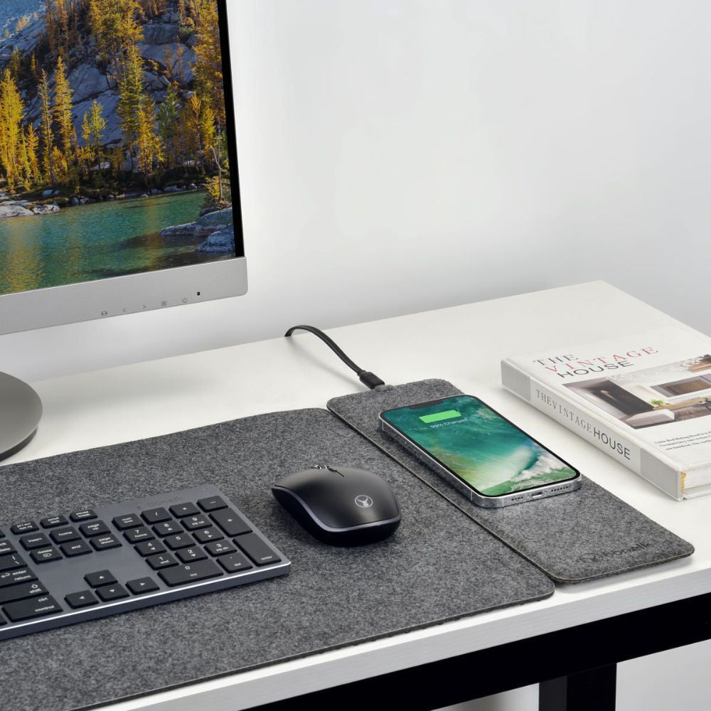 Bonelk Split Qi Wireless Charging Desktop Mouse Mat 82cm - Grey