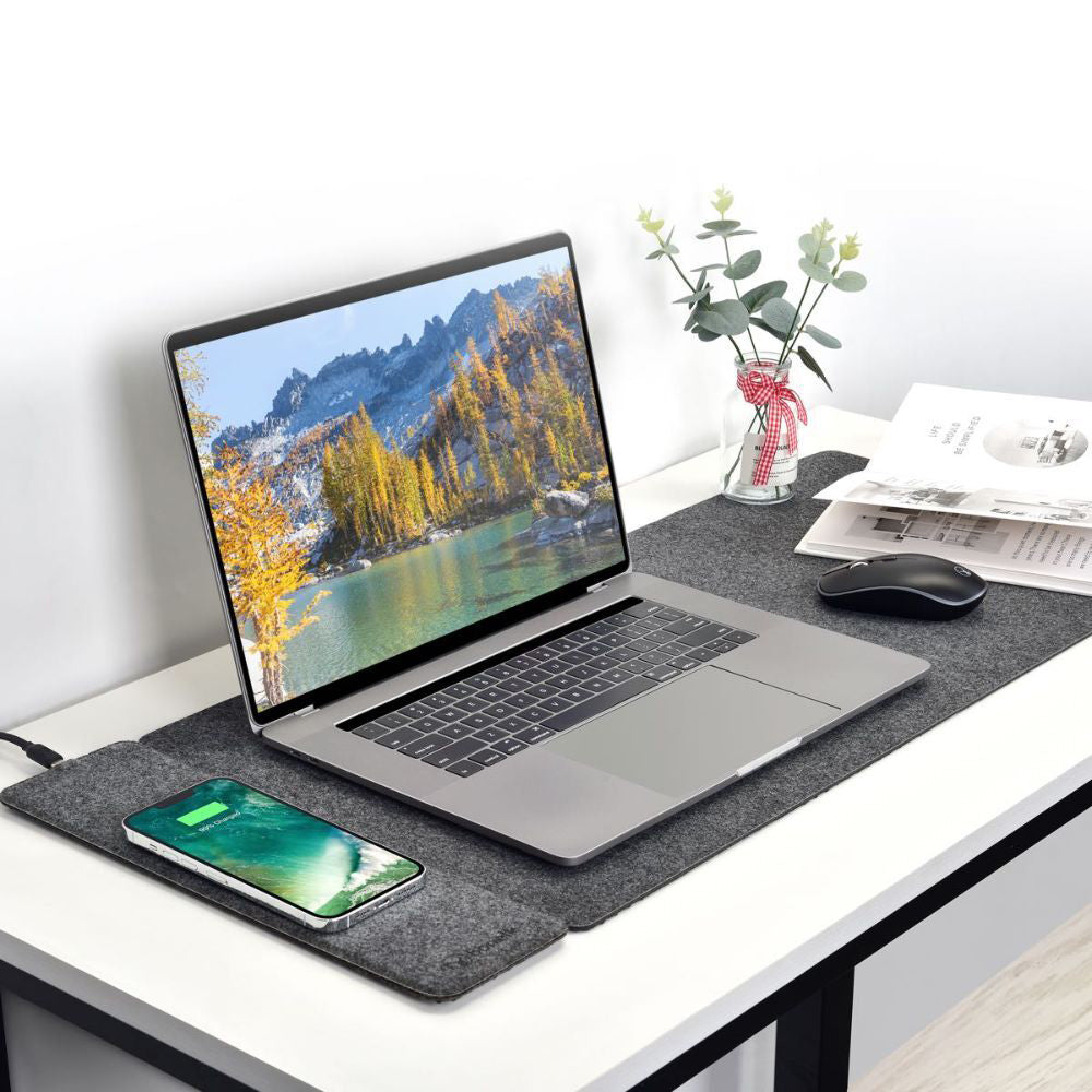 Bonelk Split Qi Wireless Charging Desktop Mouse Mat 82cm - Grey