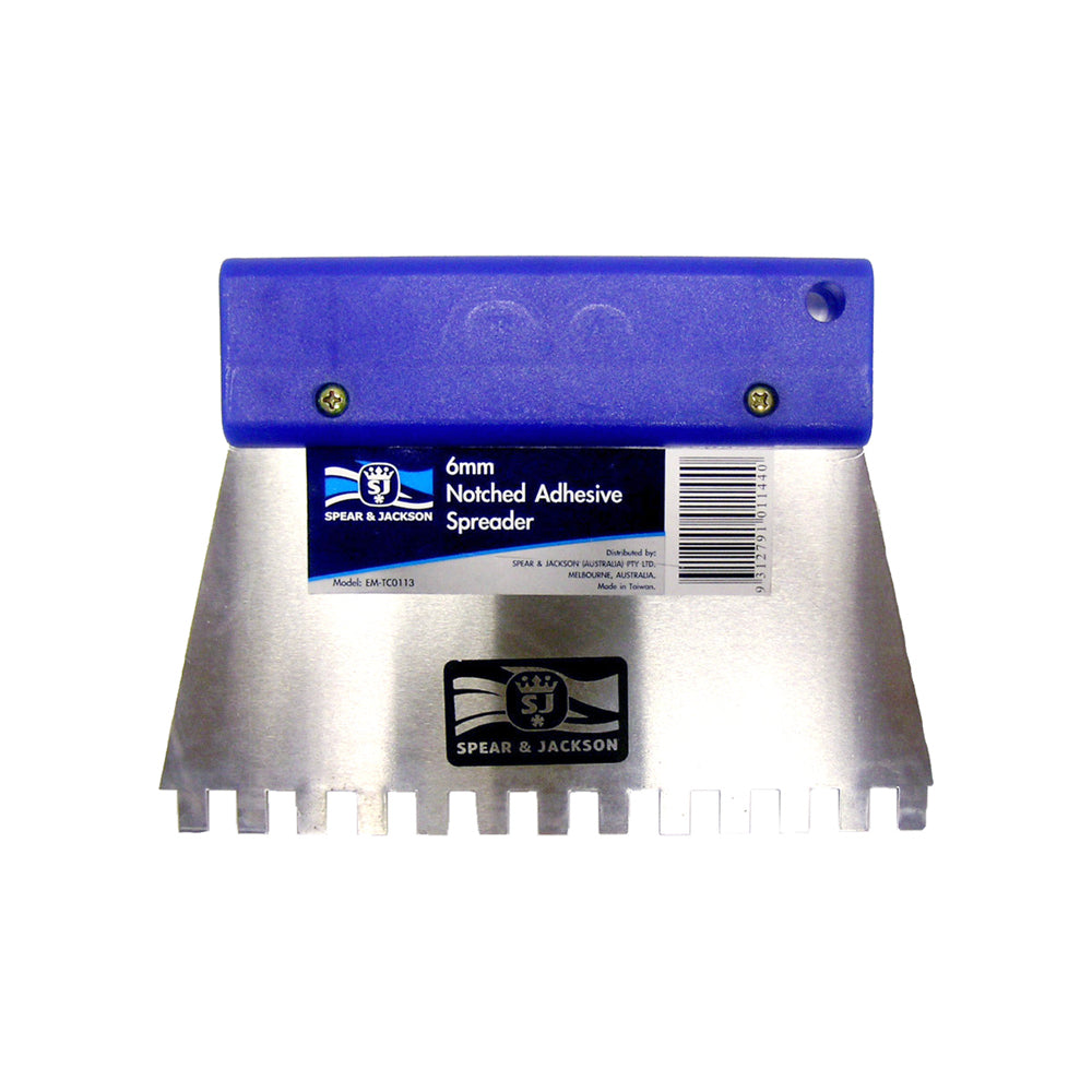 12PK Spear & Jackson 6mm Notched Adhesive Spreader Plastic Handle 160mm
