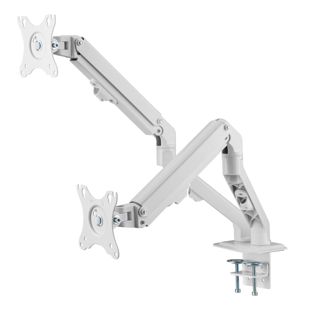 Ergovida Aluminium Slim Double Monitor Mount Stand - White