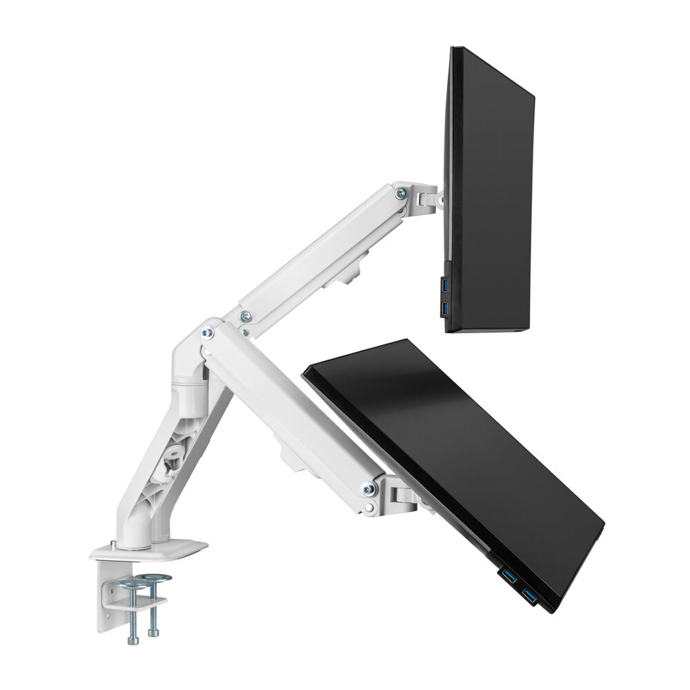 Ergovida Aluminium Slim Double Monitor Mount Stand - White