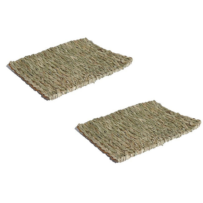 2PK Rosewood 38.5cm Chill 'N' Scratch Hand Woven Hamster/Rabbit Pet Mat XL Natural
