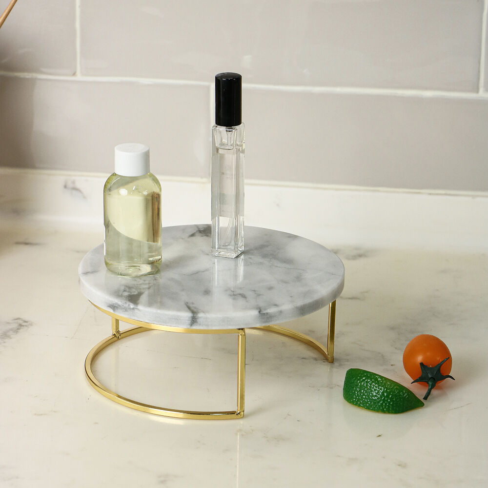NF Living Stacked Serving Tray Small Display 17x7 Marbled Gold